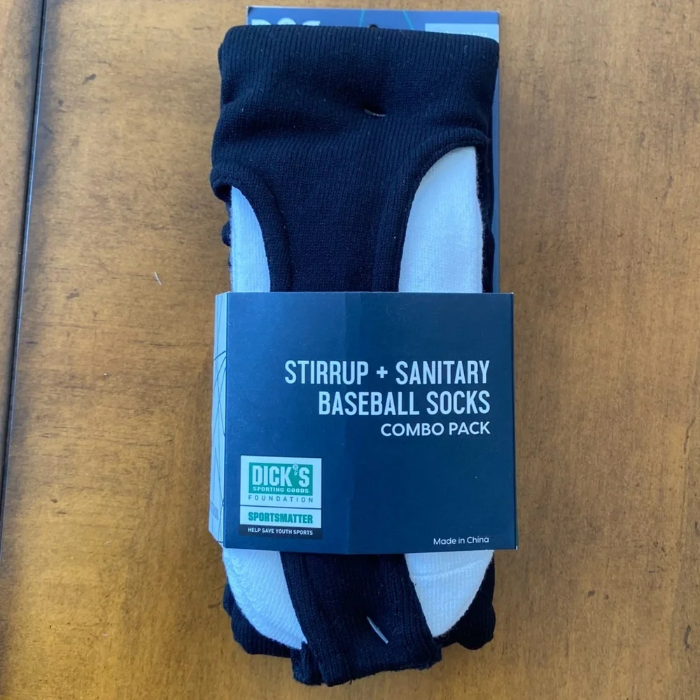 NWT DSG Black and White‎ Baseball Stirrup Socks size Large
